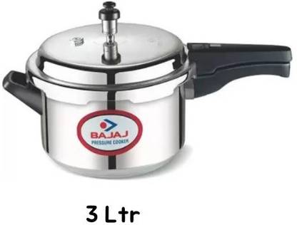 BAJAJ Induction Base Stainless Steel Pressure Cooker 3 L Outer Lid Induction Bottom Pressure Cooker