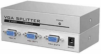 TERABYTE 2 Port VGA Splitter Sharing Switch Box 200MHz 1 Input 2 Output VGA Switcher 1 PC to 2 Monitors SVGA/XGA Video Distributor Converter Media Streaming Device