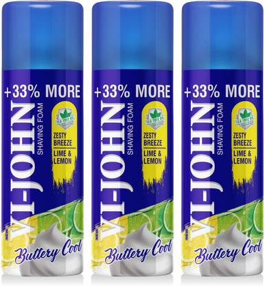 VI-JOHN Shaving Foam Lime & Lemon (400 gm Each) | Pack Of 3