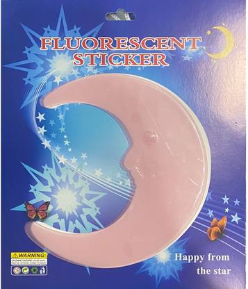 ATC 20.32 cm New fluorescent stickers star and moon (pack of 2) Glow in the Dark Sticker