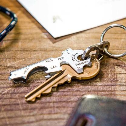 WunderVoX Stainless Steel Keytool Key Ring Tool-XI2 Camping & Hiking Bottle Opener::Screwdriver::Nail File::Thread Cutter::Tweezers