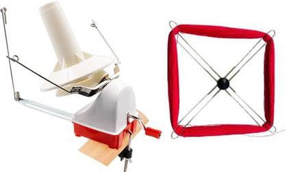 White Tiger Knit Hand Operated Large Wool Winder Machine with Skein Holder (White) Manual Yarn Winder