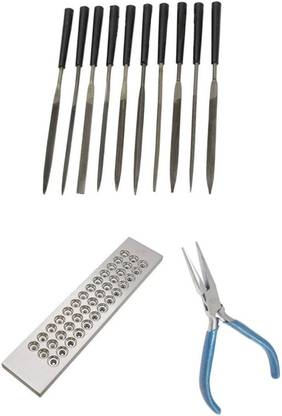 TOOLBUX Pack of 3 -10 Pc Needle File Set Gemstone Pickup Tool 39 Round Hole Draw Plate