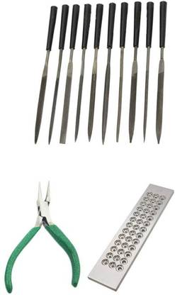 TOOLBUX Pack of 3 -10 Pc Needle File Set Agate Burnisher 39 Round Hole Draw Plate