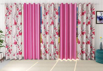 Radha Enterprises 152 cm (5 ft) Window Polyester Room Darkening Curtain (Pack Of 5)