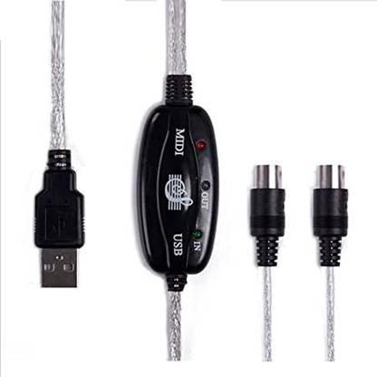 TECHGEAR Power Sharing Cable 1.2 m USB to MIDI Keyboard PC Interface Converter Cable USB Midi Interface Adapter Cable 1.8m - Connect Keyboard Piano To Windows Mac PC