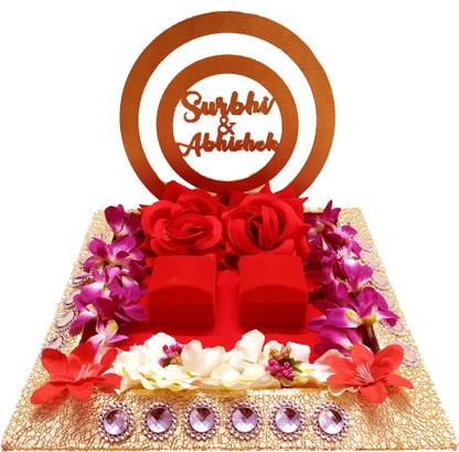 RN COLLECTION Customized Curcle Platter With Flowers Wood Decorative Platter