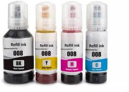 TECHNART Epson 008 pigment ink Ecotank L6460 Black + Tri Color Combo Pack Ink Bottle