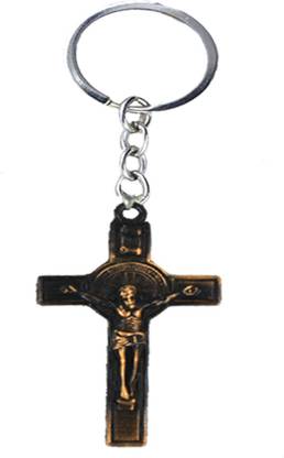 AFH Jesus INRI Cross Crucifix copper antique plated metalic religious gifiting Key Chain