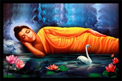 VPF DEAL BUDDHA PAINTING FOR WALL DECOR AND OFFICE DECOR Digital Reprint 12 inch x 18 inch Painting