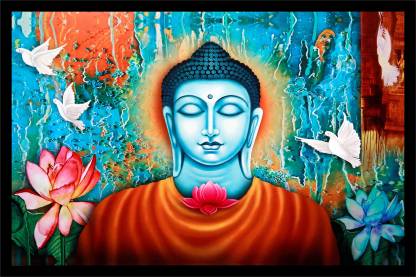 Lacuna Beautiful Decorative Buddha Art Wall Decor Painting Digital Reprint 12 inch x 18 inch Painting