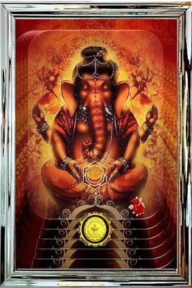 KBC SHRI GANESH PHOTO FRAME WITH GOLD POLISH MAHARASHTRA TOKEN 12 inch NORMAL PHOTO FRAME