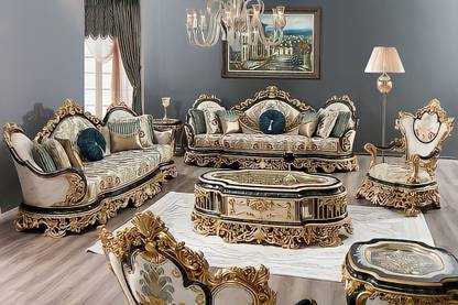Alish ROYAL MAHARAJA Fabric 3 + 2 + 1 Sofa Set