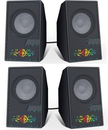 FKU [2PAIR] D7 USB Speakers, 3.5mm Aux Audio Jack, 3.0 Wired Volume Control for PC 5 W Bluetooth Laptop/Desktop Speaker
