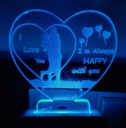 ARANEUS I am always happy with you 3D Illusion LED Night Lamp