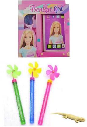 imtion 4 IN 1 ( 3 Pcs Chipkali + Cell phone mobile toy + Goggle + 1 Pcs Bubble stick