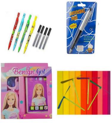 imtion 5 IN 1 ( 10 air fly + 4 Click pencil + 1 Shock pen + Cell phone mobile+Goggle
