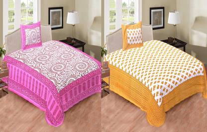 Jeevat 180 TC Cotton Single Printed Flat Bedsheet