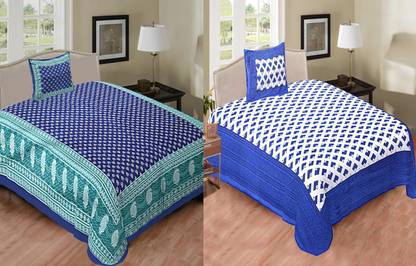 Jeevat 180 TC Cotton Single Printed Flat Bedsheet