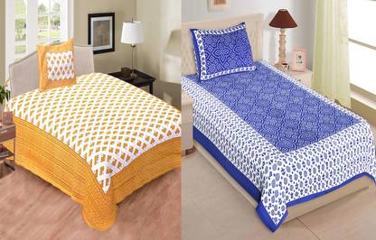 Jeevat 180 TC Cotton Single Printed Flat Bedsheet