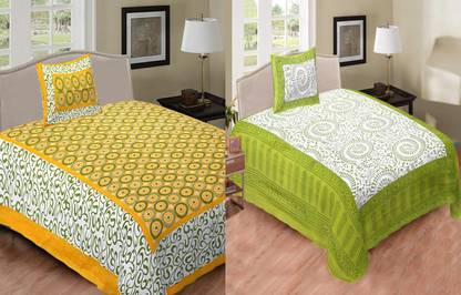 Jeevat 180 TC Cotton Single Printed Flat Bedsheet