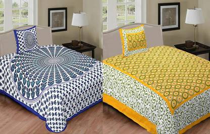 Jeevat Cotton Single Flat 180 TC Printed Bedsheet