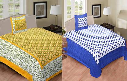 Jeevat 180 TC Cotton Single Printed Flat Bedsheet