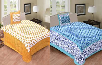 Jeevat 180 TC Cotton Single Printed Flat Bedsheet