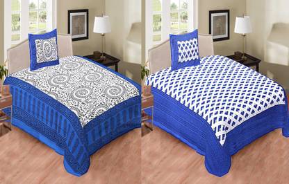Jeevat 180 TC Cotton Single Printed Flat Bedsheet