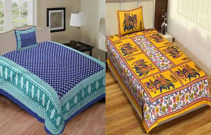 Jeevat Cotton Single Flat 180 TC Printed Bedsheet