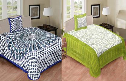 Jeevat 180 TC Cotton Single Printed Flat Bedsheet