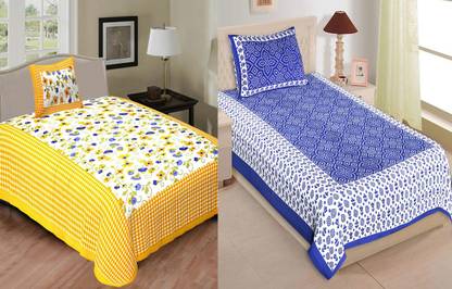 Jeevat Cotton Single Flat 180 TC Printed Bedsheet