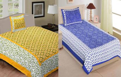Jeevat 180 TC Cotton Single Printed Flat Bedsheet