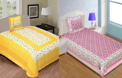 Jeevat 180 TC Cotton Single Printed Flat Bedsheet