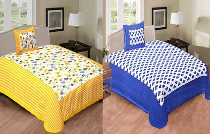 Jeevat 180 TC Cotton Single Printed Flat Bedsheet