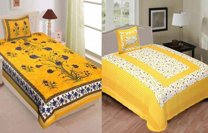 Jeevat 180 TC Cotton Single Floral Flat Bedsheet