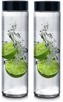 JIGSHTIAL stylish transparent multipurpose Glass water bottle 750ml pack of 2 750 ml Bottle