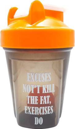 Te Quiti BPA Free GYM Bottle with MIxer Ball | Gym Shaker | 400 ml Shaker | Orange colour 400 ml Plastic Shaker
