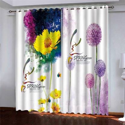Pjdecor 153 cm (5 ft) Polyester, Silk Room Darkening Window Curtain (Pack Of 2)