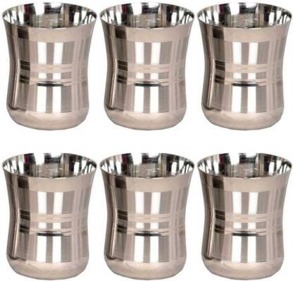 Vikas Metal (Pack of 6) 300 ml steel glass Glass Set Water/Juice Glass