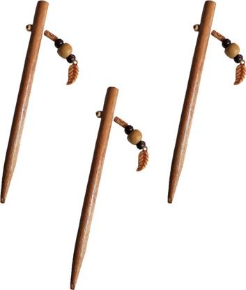 salvusappsolutions Handmade Fashionable Wooden Hair Stick for Girls & Womens, set-3 (12 cm) Bun Stick