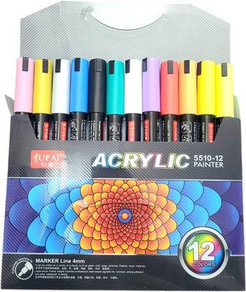 Z-Plus Pack of12 Pcs Acylic Marker Acrylic Paint Marker Pens,