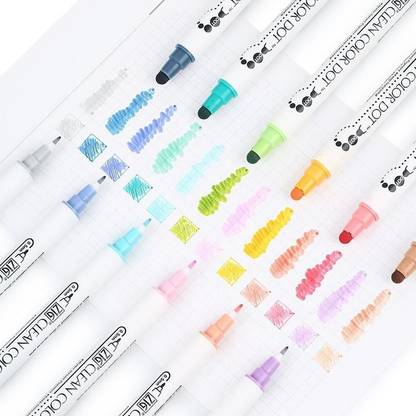Zig Clean Color Dot 12 Colors Set 0.5mm fine tip on one end and a flexible dot tip