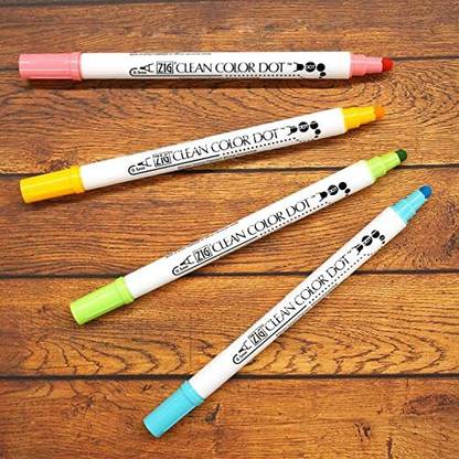 Zig Clean Color DOT 4 colors set, Dual tip, for journaling, Crafts