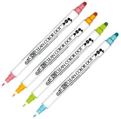 Zig Clean Color DOT 4 colors set, Dual tip, for journaling, Crafts