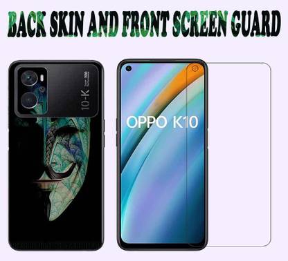 ज़ुवाप Mobile back Vinyl Skin and Front 9H Screenguard for OPPO K10 Design-D09MT OPPO K10 मोबाइल स्किन