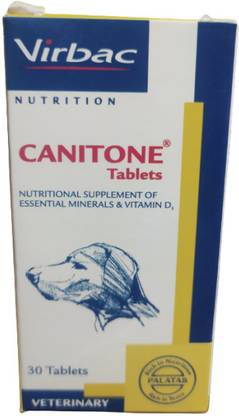 Virbac CANITONE Tablets Calcium supplement Tablets for Dogs 30 Tablets Pet Health Supplements