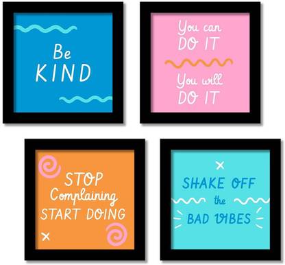 Motivational Wall Frames for Home and Office | Motivational Quotes Frames | Inspirational Wall Posters | Motivational Wall Posters Combo Art | Motivational Quotes Wall Frame Combos - Set of 4 Square Frames Style 13 (Each Frame 9.5x9.5 inch) Photographic Paper
