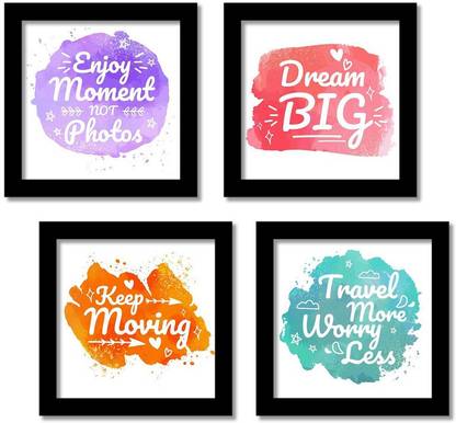 Motivational Wall Frames for Home and Office | Motivational Quotes Frames | Inspirational Wall Posters | Motivational Wall Posters Combo Art | Motivational Quotes Wall Frame Combos - Set of 4 Square Frames Style 12 (Each Frame 9.5x9.5 inch) Photographic Paper