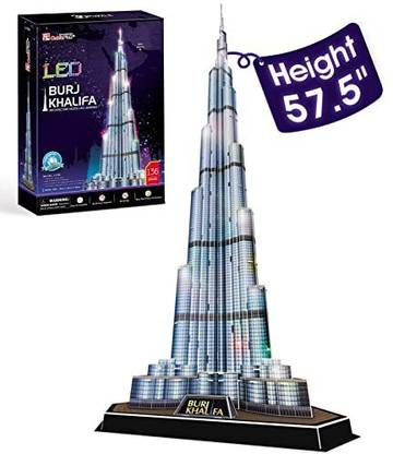 Cubicfun 3D Puzzles LED Dubai Burj Khalifa 57.5" H Architecture Building Model Kits